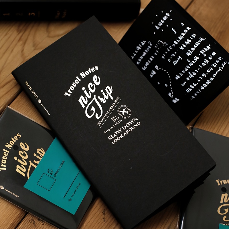Travel Notebook Journal - Fromthenon Duurzaam, dikker, standaard paspoortzwart kaartpapier,