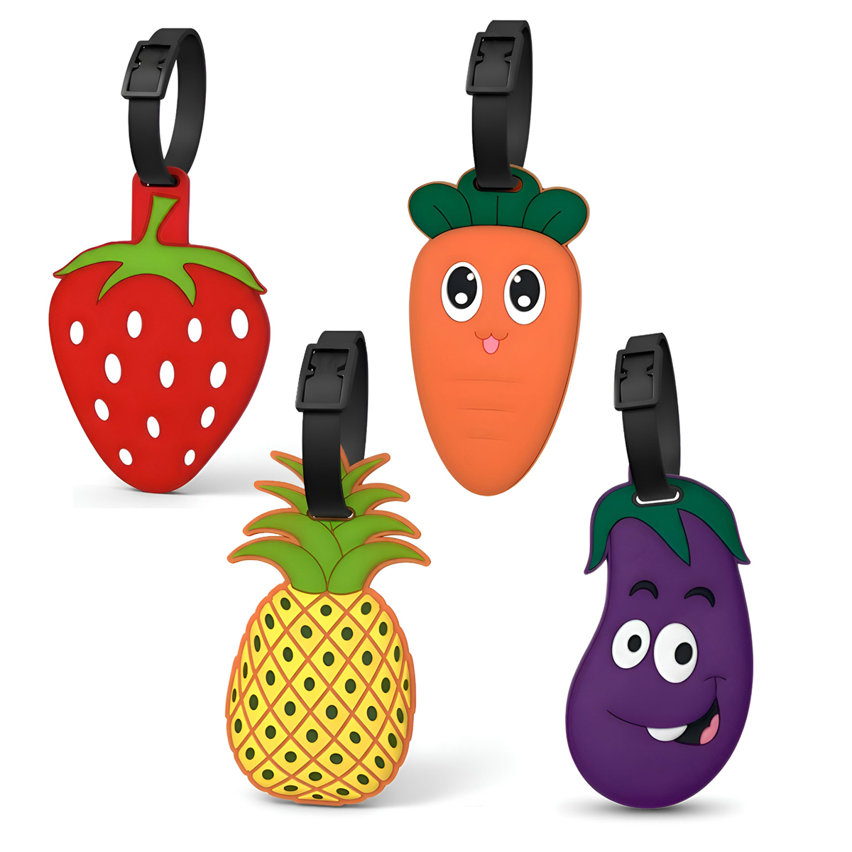 Travel Accessories International - Aardbei Aubergine Wortel Ananas Bagagelabel Reisaccessoires