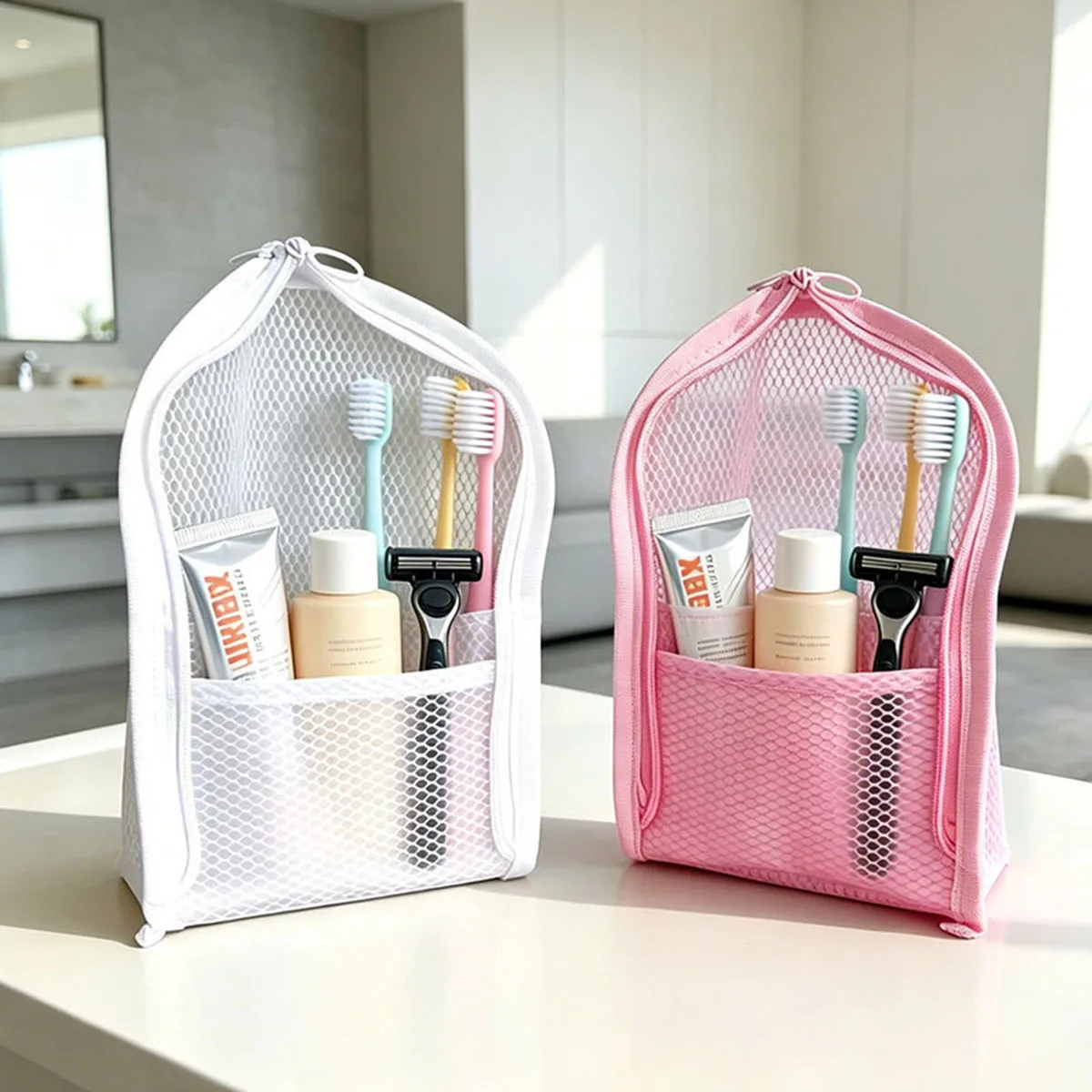 Travel Z - Staande toilettas van mesh voor op
