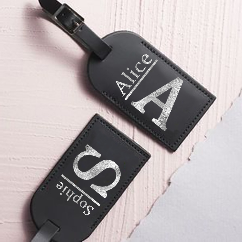 Luggage Tag Leather - Gepersonaliseerde brief met naam monogram bagagelabel