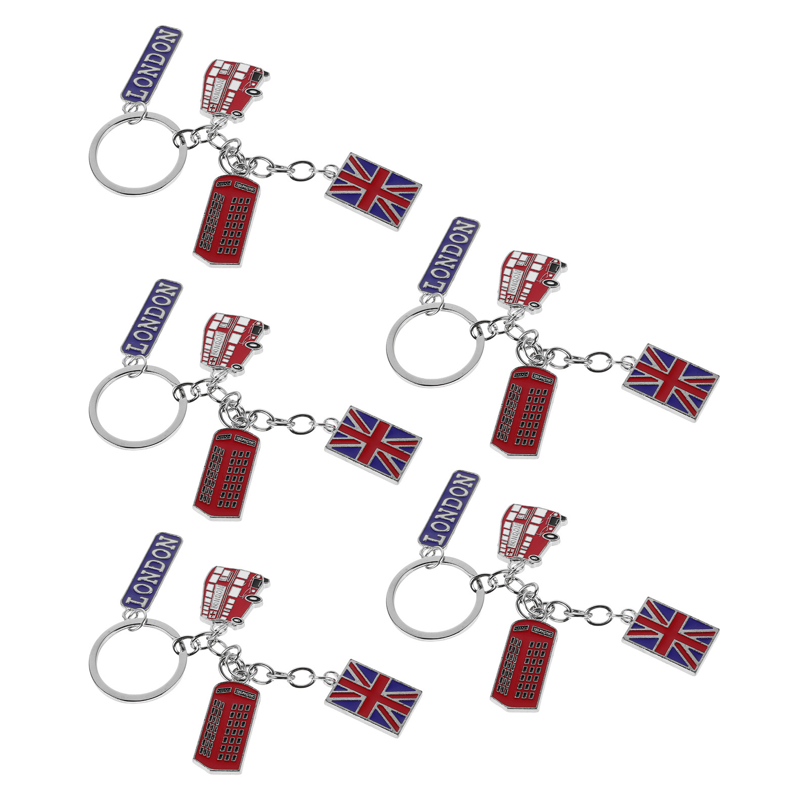 Travel Accessories London - 5 stuks Britse vlag sleutelhangers, Londense