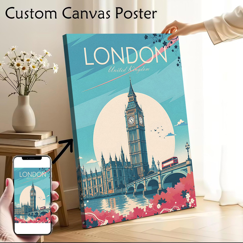 Travel Accessories London - Londen Reis Canvas Poster Wanddecoratie Aanpasbare