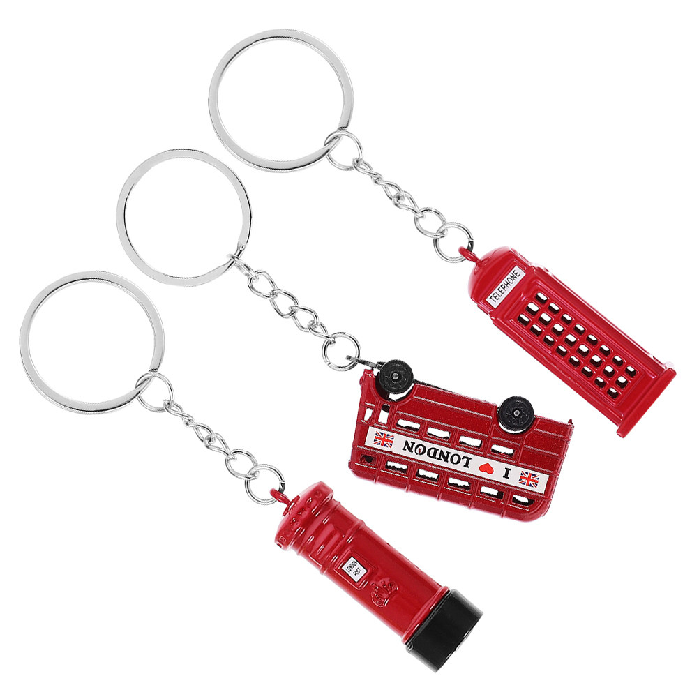 Travel Accessories London - 3-delige set Londense souvenir sleutelhangers: Britse