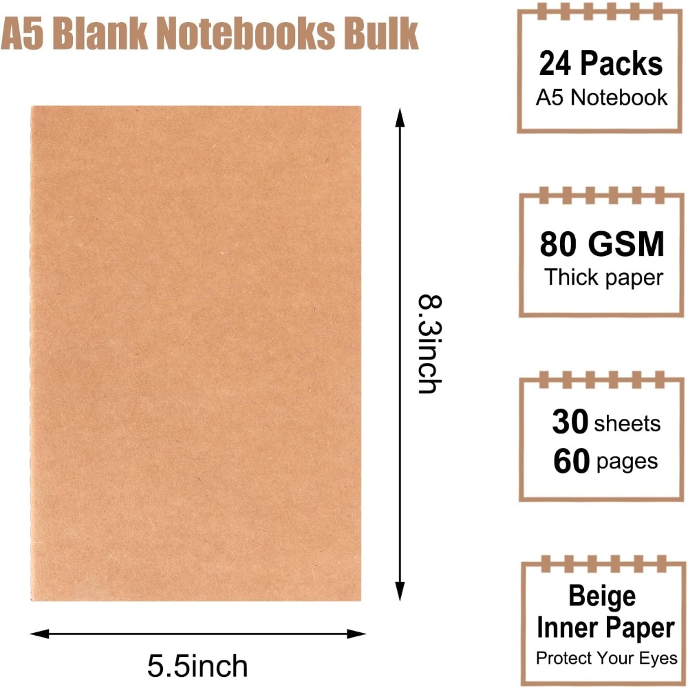 24-pack A5 blanco kraft notiti - Travel Notebook Journal recensie en prijs